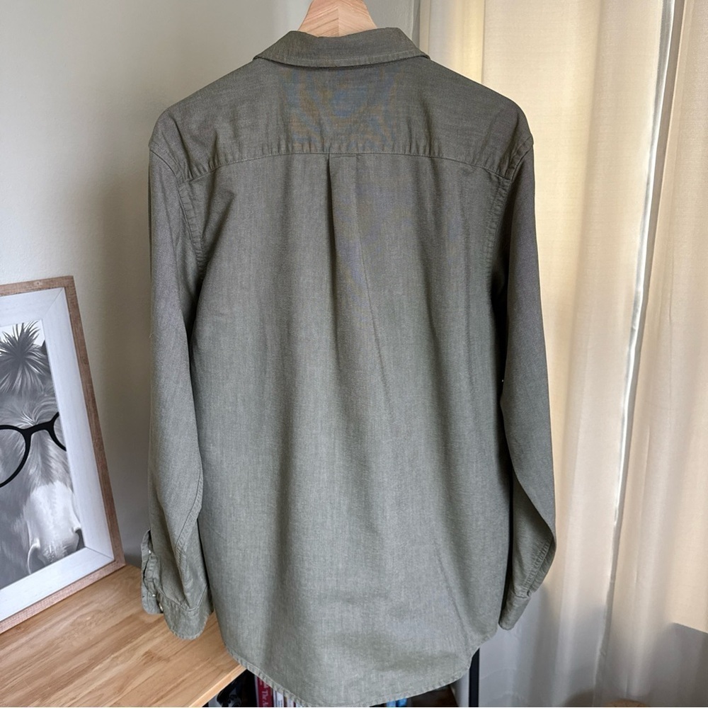 Gap Men’s Relaxed Fit Men’s Cotton Button Up Green Shirt Size M - Picture 5 of 8